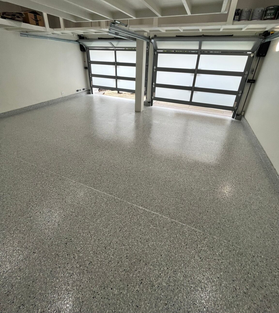 Epoxy garage floor coating — high-gloss finish